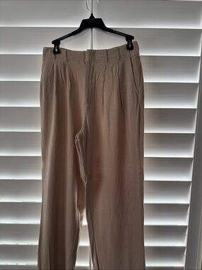 Z Supply Women's Linen-Blend Wide Leg Trousers in Light Tan